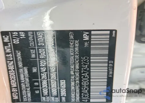 2016 Mercedes-Benz Gle 350 4Matic из США, поврежденный, VIN 4JGDA5HB0GA734235